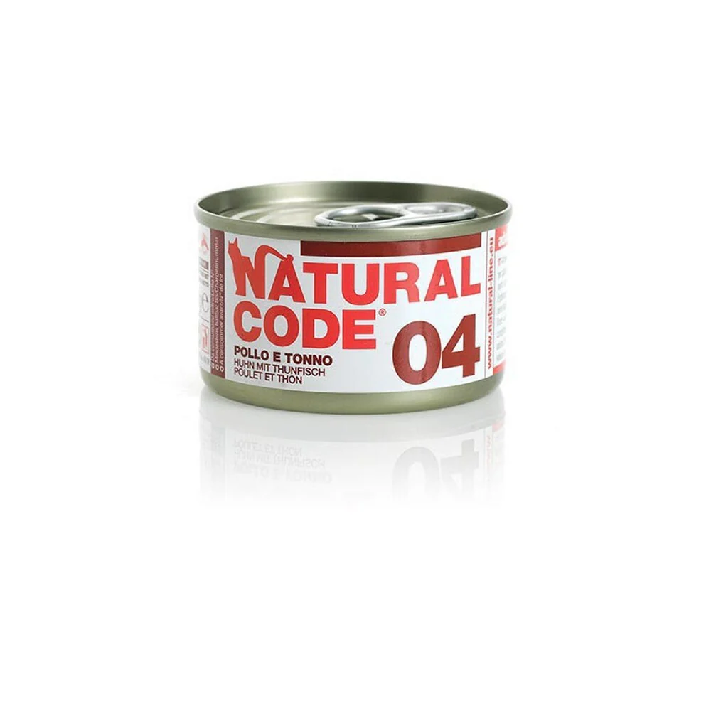 Natural Code Gatto 04 Pollo e Tonno al Naturale 85g Alimento Umido Scatoletta
